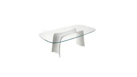 Tavolo di design con top in vetro e base in plastica Baydur di Midj
