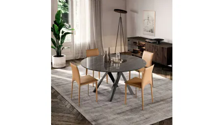 Tavolo rotondo fisso Emisfero in ceramica di Ozzio