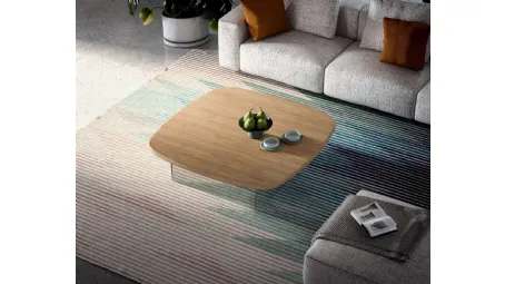 Tavolino Aurelius con top in legno e base in cristallo di Ozzio