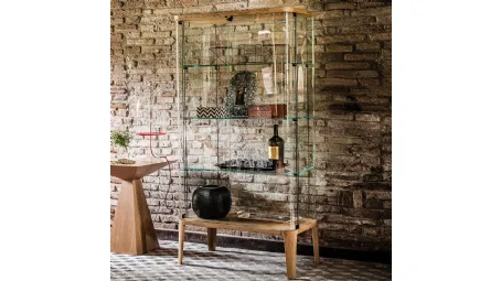 Contenitore in vetro con base in legno Chantal di Cattelan Italia