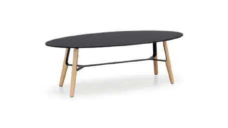 Tavolino in metllo con gambe in legno Liù CT Oval di Midj