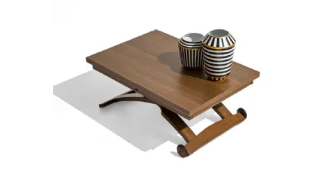 Tavolino trasformabile in legno di faggio tinto noce Mascotte di Connubia