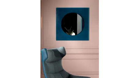Specchio quadrato Otello con cornice in vetro cannettato con righe oblique in rilievo di Tonin Casa