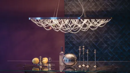 Lampadario a soffitto con pendagliere in cristallo Cristal di Cattelan Italia