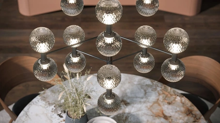 Lampada a sospensione Iperbolle in metallo e vetro di Tonin Casa