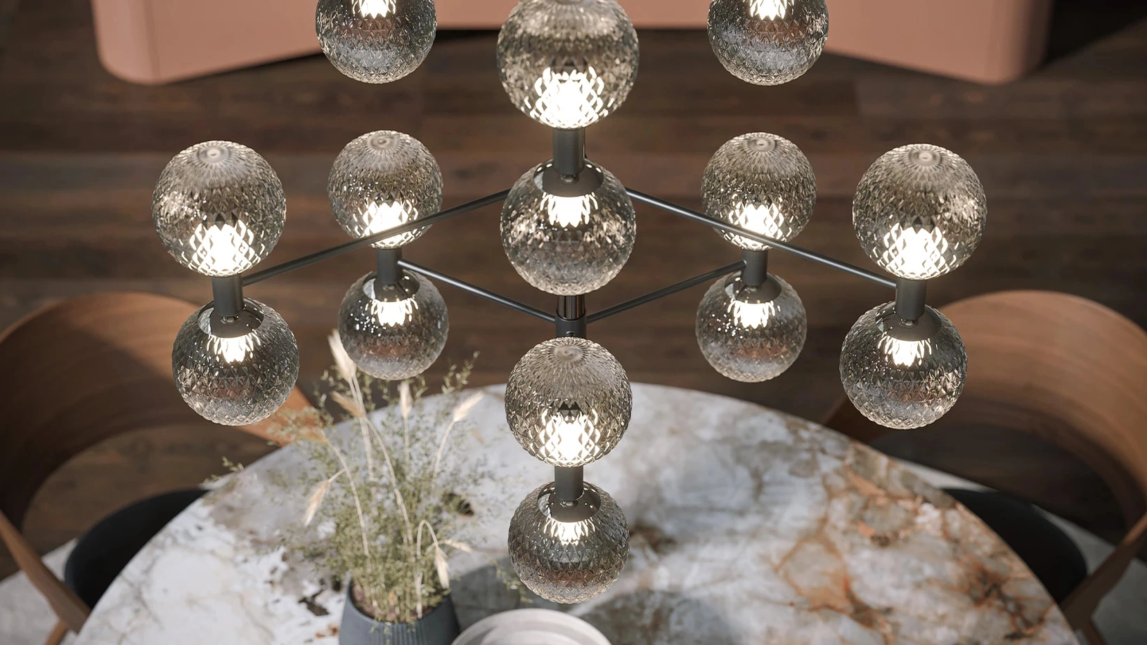 Lampada a sospensione Iperbolle in metallo e vetro di Tonin Casa