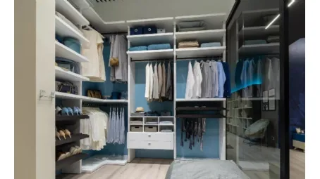 Cabina Armadio in laminato Bianco e laccato cielo NC403 di Moretti Compact