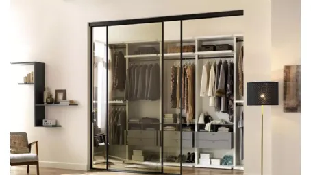 Cabina Armadio con ante scorrevoli in vetro stratificato a garanzia della massima sicurezza NC401 di Moretti Compact