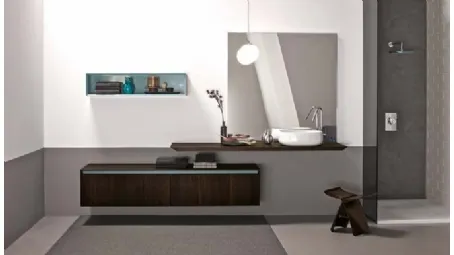 Mobile da Bagno sospeso in rovere termotrattato e laccato lucido 45 05 di Birex