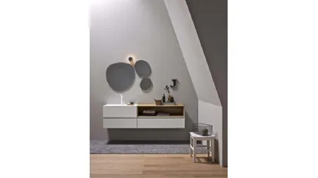 Mobile da Bagno sospeso in laccato bianco opaco e rovere 45 06 di Birex