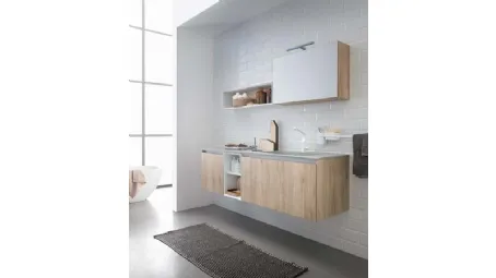 Mobile da Bagno sospeso in melaminico rovere e top in mineral marmo grigio 45 12 di Birex