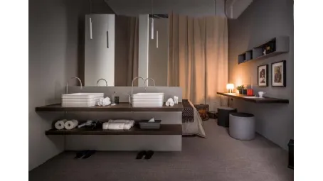 Mobile da Bagno sospeso in rovere termotrattato e laccato opaco 45 14 di Birex