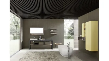 Mobile Bagno da appoggio M System C002 in melaminico e metallo con top in HPL di Baxar