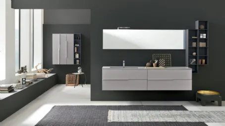 Mobile da Bagno sospeso M1 System C108 in laccato opaco Grigio Perla e Grigio Grafite di Baxar