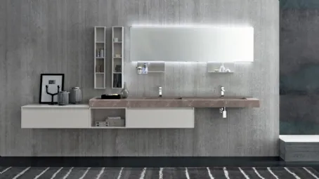 Mobile da Bagno sospeso M2 System C215 in laccato Grigio Chiaro opaco di Baxar