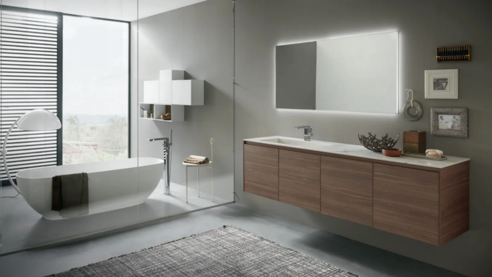 Mobile da Bagno sospeso M2 System C218 in melaminico Eucalipto Sablè Canaletto di Baxar