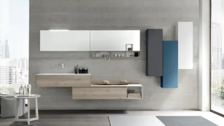 Mobile da Bagno sospeso M2 System C219 in melaminico Rovere Dogato Grigio di Baxar