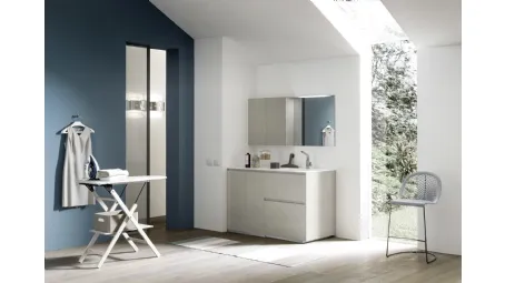 Mobile per lavanderia Laundry System C05 in laccato opaco bianco e melaminico cemento tortora di di Baxar