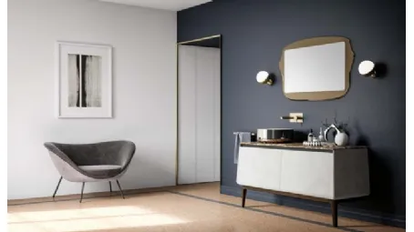 Mobile da bagno di design in laccato effetto resina e top in marmo Campus 02 di Birex