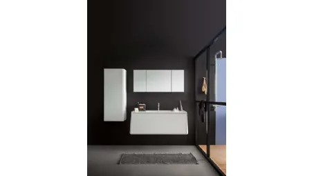 Mobile da Bagno sospeso in laccato bianco opaco e top in Corian Campus 04 di Birex