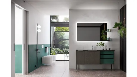 Mobile da Bagno Cartabianca in materico Intreccio e laccato Opaco di Cerasa