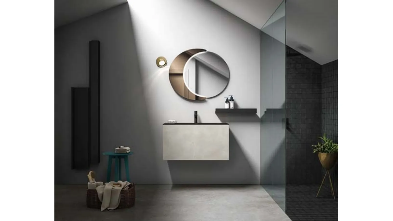 Mobile da bagno sospeso in laccato effetto resina Hosoi 02 di Birex