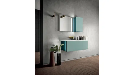 Mobile da Bagno sospeso in laccato e top in Corian Hosoi 03 di Birex