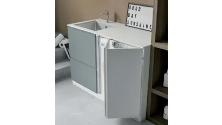 Mobile da Lavanderia in laccato opaco carta da zucchero e bianco Idrobox 01 di Birex
