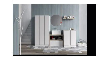 Mobile da Lavanderia in melaminico bianco e lavabo  in ceramica Idrobox 10 di Birex