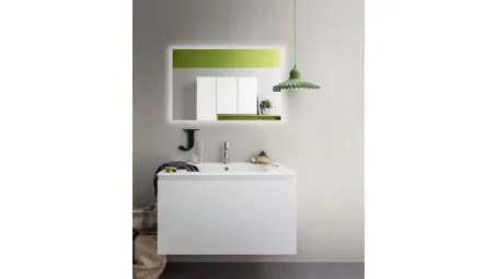 Mobile da Bagno sospeso in laccato opaco e top con lavabo integrato in ceramica Lapis 05 di Birex