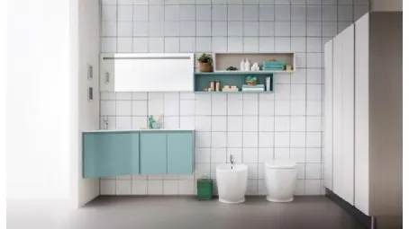 Mobile da bagno sospeso ad angolo in laccato opaco Lapis 07 di Birex