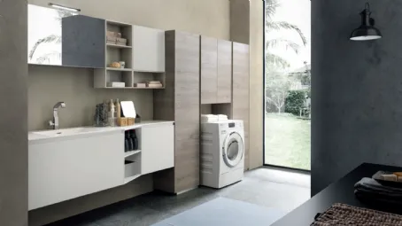 Mobile da Lavanderia Laundry System C07 in melaminico e laccato opaco di Baxar