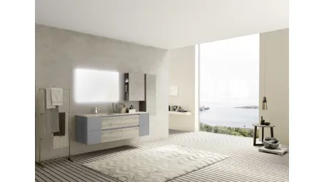 Mobile da Bagno sospeso M2 System C210 in melaminico Rovere Dogato Grigio e laccato Grigio Lavagna di Baxar