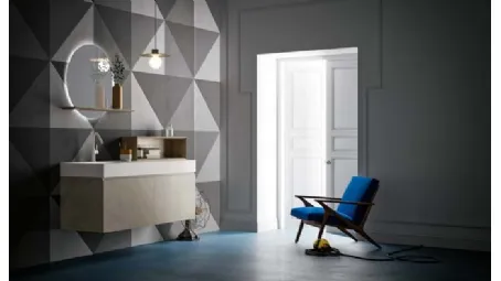 Mobile da Bagno sospeso in laccato metallico e top in Corian Memento 01 di Birex