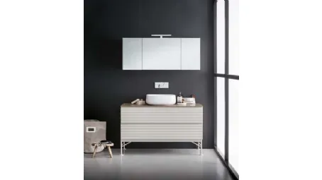 Mobile da Bagno a terra in laccato e metallo con top in marmo Unsui Memento 06 di Birex