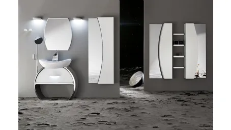 Mobile da Bagno Moon con base con Cassettone Bianco Lucido di Cerasa