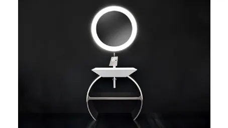 Mobile da Bagno Moon con base cromata e lavabo Diamante di Cerasa