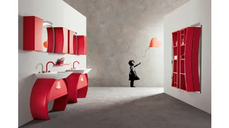 Mobile da Bagno Moon con doppia base lavabo di Cerasa
