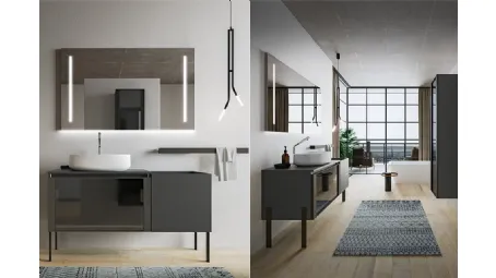 Mobile da Bagno Segno in Grigio Minerale di Cerasa