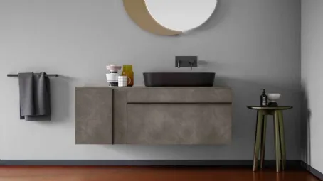 Mobile da Bagno moderno sospeso in laccato opaco effetto resina Sidero 06 di Birex
