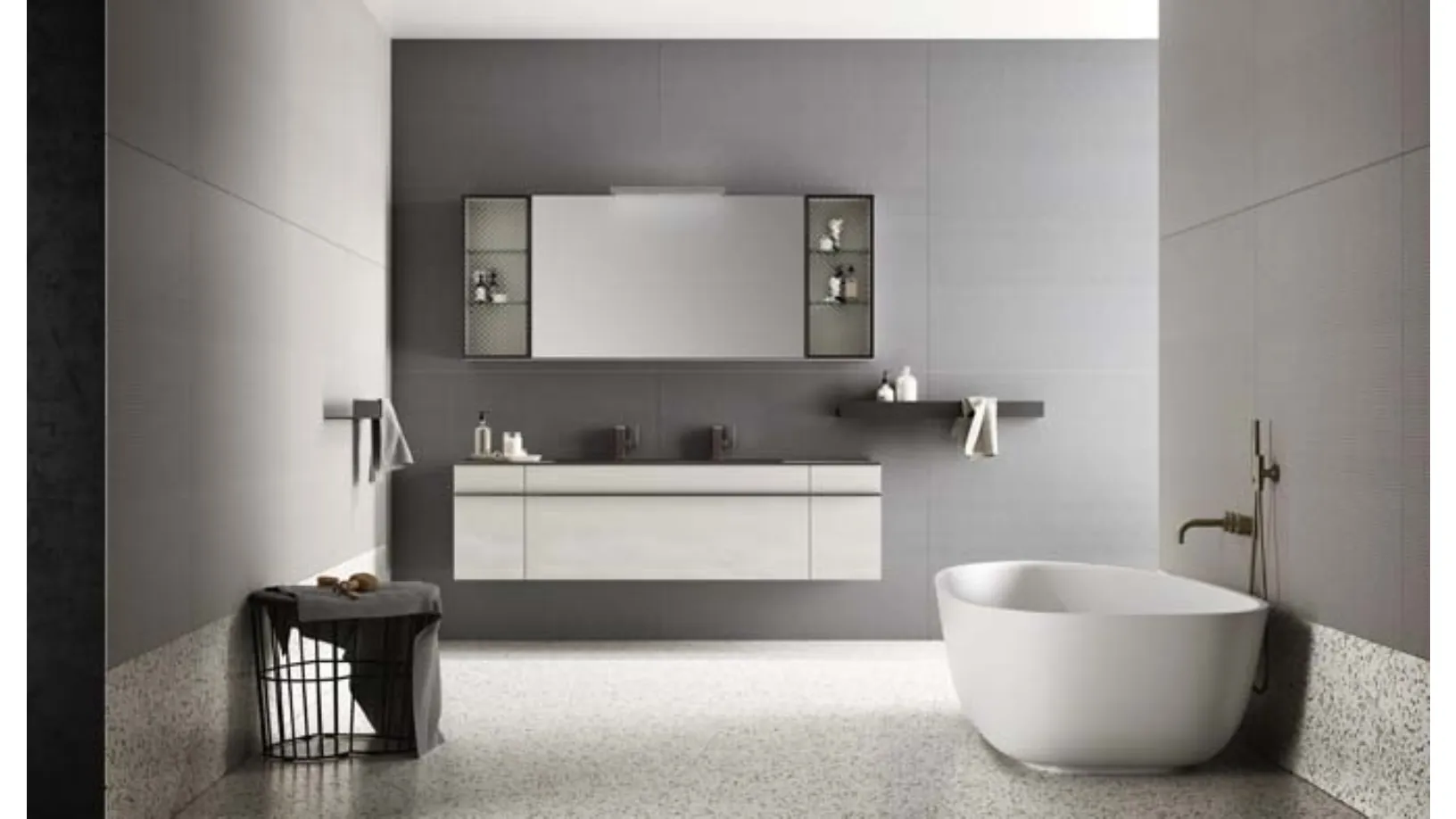 Mobile da Bagno sospeso in laccato effetto resina e top in alluminio Sidero 10 di Birex