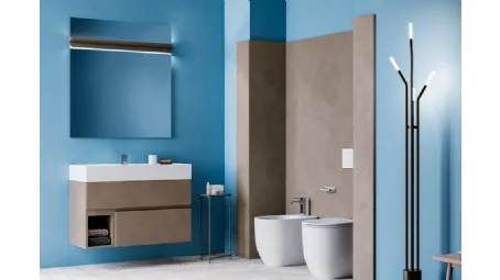 Mobile da Bagno sospeso Single in nobilitato effetto Malta color Talpa di Cerasa