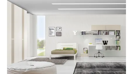 Cameretta componibile in laccato e melaminico con scrivania Idea 106 di Corazzin
