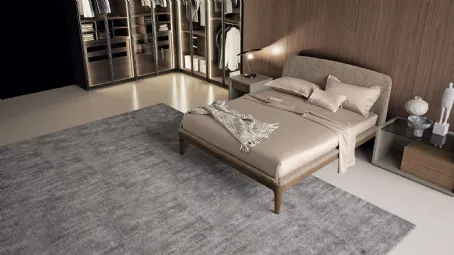 Letto in tessuto con struttura in legno semplice ed essenziale con testiera lievemente arcuata Elegance di Dall'Agnese