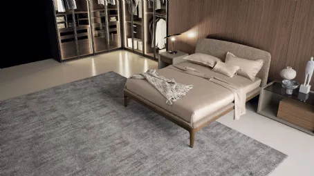 Letto in tessuto con struttura in legno semplice ed essenziale con testiera lievemente arcuata Elegance di Dall'Agnese