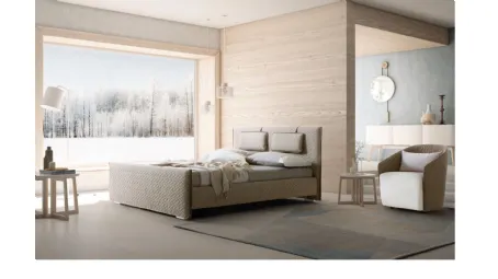 Letto con testiera e box contenitore in tessuto trapuntato Evergreen di Le Comfort