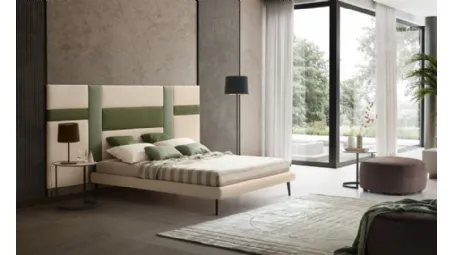 Letto in tessuto con testiera modulare Ground di Le Comfort