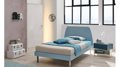 Letto a una piazza e mezza con testiera Cake in laccato opaco Cielo SC107 di Moretti Compact