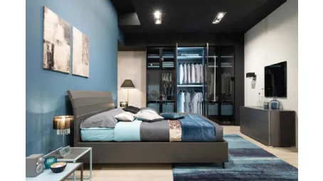 Letto in laccato grafite con testiera MC039 di Moretti Compact