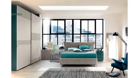 Letto matrimoniale in tessuto con testiera NC105 Moretti Compact